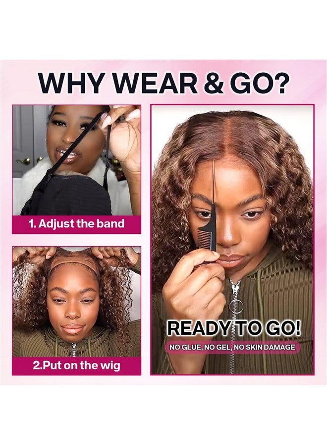 Ailwelia Highlight Ombre Curly Bob Wig Glueless Pre Plucked 4/27 5x5 Hd Lace Wear And Go Closure Bob Wigs For Black Women Honey Blonde Short Deep Wave Bob Wig Glueless 200% Density 14 Inch - Image 3
