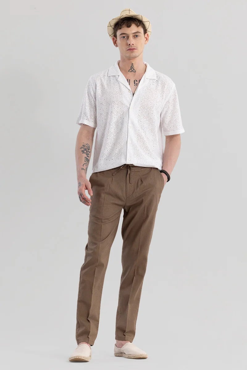 SNITCH Nova Brown Linen Blend Trouser - Image 3