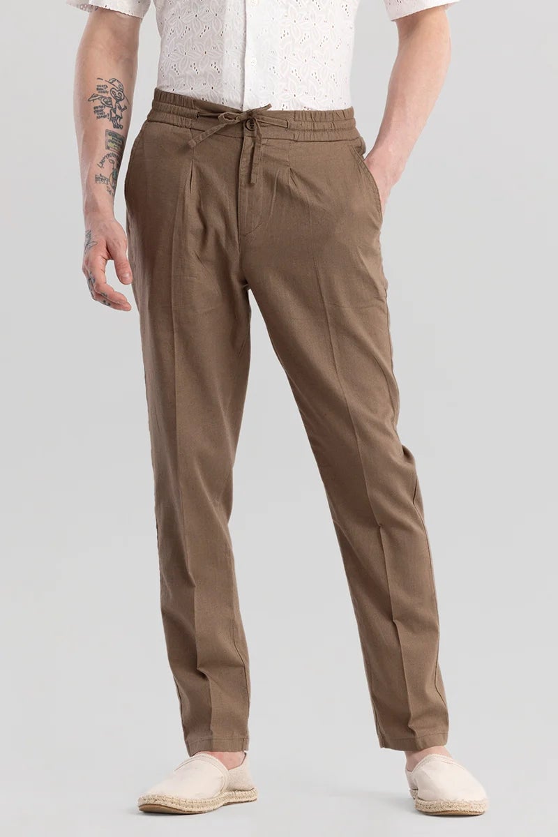 SNITCH Nova Brown Linen Blend Trouser - Image 5