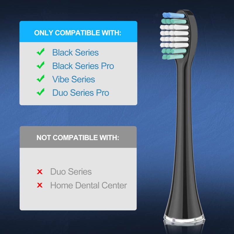 Harobey Replacement Toothbrush Heads 5 Pack Compatible with AquaSonic Black Series, Vibe Series, Black Series pro, and Duo Series Pro Electric Toothbrush, Black - Image 2