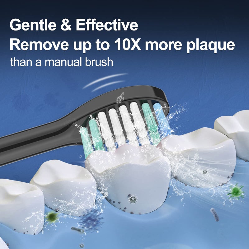 Harobey Replacement Toothbrush Heads 5 Pack Compatible with AquaSonic Black Series, Vibe Series, Black Series pro, and Duo Series Pro Electric Toothbrush, Black - Image 5