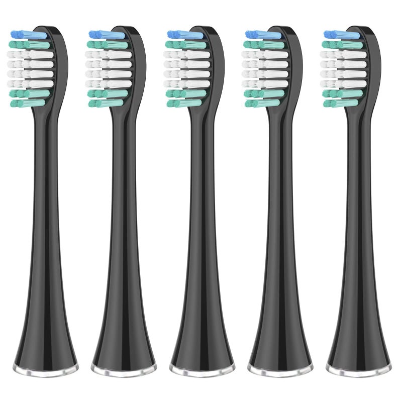 Harobey Replacement Toothbrush Heads 5 Pack Compatible with AquaSonic Black Series, Vibe Series, Black Series pro, and Duo Series Pro Electric Toothbrush, Black - Image 1