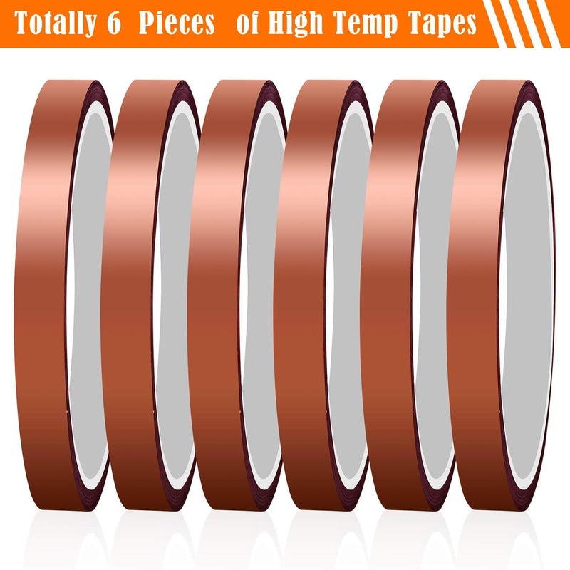 selizo selizo Heat Tape for Heat Press, 6 Packs Heat Transfer Tape Heat Resistant High Temperature Tape for Sublimation on Coffee Mugs, HTV Craft on T-Shirt Fabrics  - Image 2