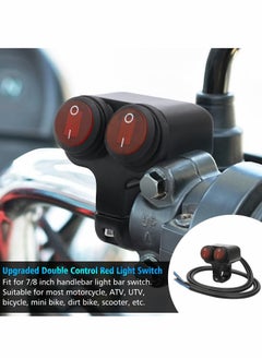 KASTWAVE Motorcycle Handlebar Switch, 12v 16A Motorcycle Universal 7/8" 22-23mm Handlebar Button Switch, CNC Aluminium Alloy Waterproof Double Control Button Red Light Switch for Scooter Electric Bike  - Image 3