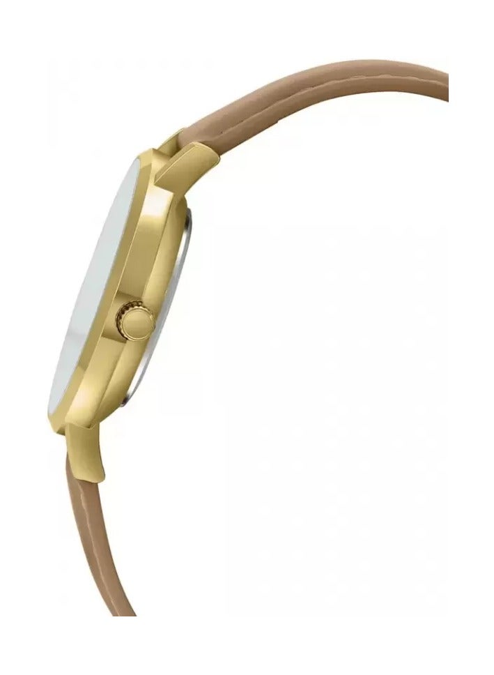 Casio LTP-VT01GL-7BUDF Leather Silver Dial Contrast Markers Round Analog Watch for Women - Camel - Image 2