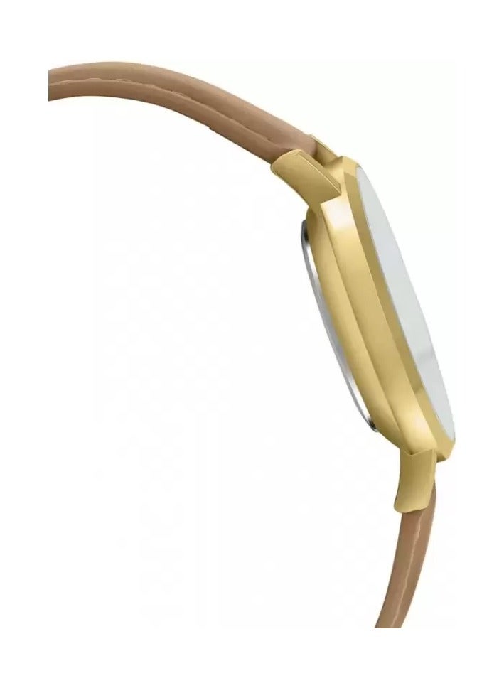 Casio LTP-VT01GL-7BUDF Leather Silver Dial Contrast Markers Round Analog Watch for Women - Camel - Image 4