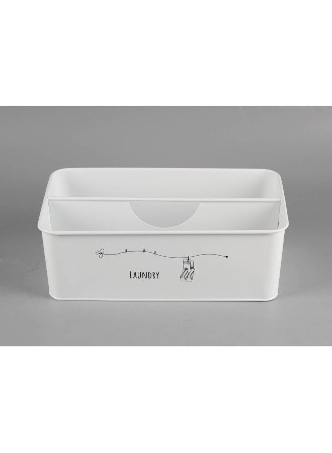 DANUBE HOME Danube Home Magnus Metal Storage Box 2 Partition 32.5X20.5X10.5Cm | Iron Metal Storage Box | Food Storage For Home Kitchen Dining - White  - Image 1
