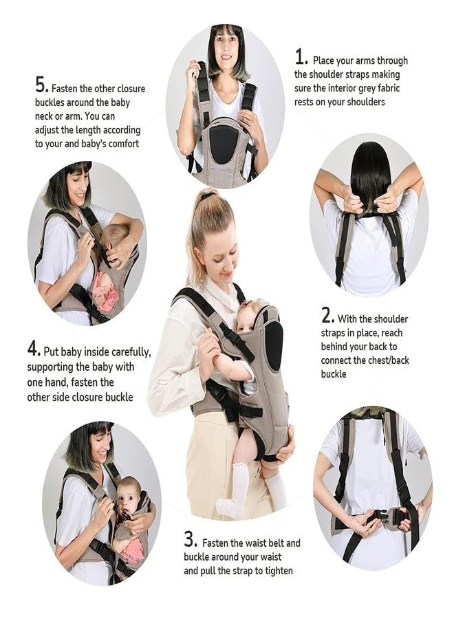 Miracle Moms 3-in-1 Ergonomic Baby Carrier - Multifunctional, Breathable & Adjustable for Newborns to Toddlers (for 0-24 Months) Soft, Durable & Designed for Parent & Baby Comfortable (Grey) - Image 4
