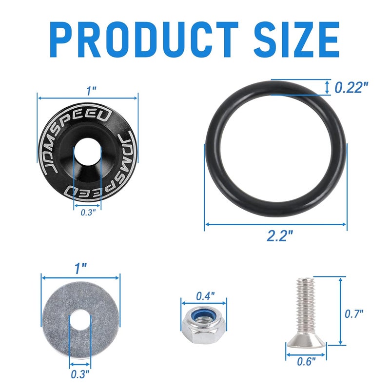 JDMSPEED Black Universal CNC Billet Bumper Trunk Quick Release Fastener Kit - Image 4
