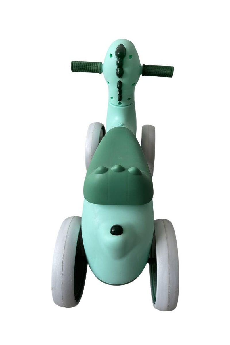 Dinosaur Ride On Toy for Toddlers 1–3 Years, Baby Balance Bike with 4 Wheels, Jurassic Animal Push Scooter for Boys & Girls, Indoor Outdoor Toddler Ride-On - Green - Image 2
