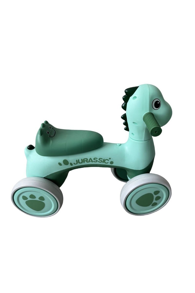 Dinosaur Ride On Toy for Toddlers 1–3 Years, Baby Balance Bike with 4 Wheels, Jurassic Animal Push Scooter for Boys & Girls, Indoor Outdoor Toddler Ride-On - Green - Image 4