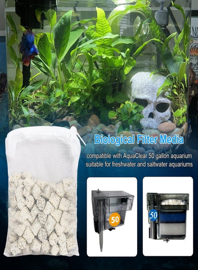 LEWEREST Biological Filter Media for Aquaclear 50, Aquarium Filter Replacement Media Bio Material Remover Inserts with Mesh Bags for Fish Tank and Filters - 160g - Image 2