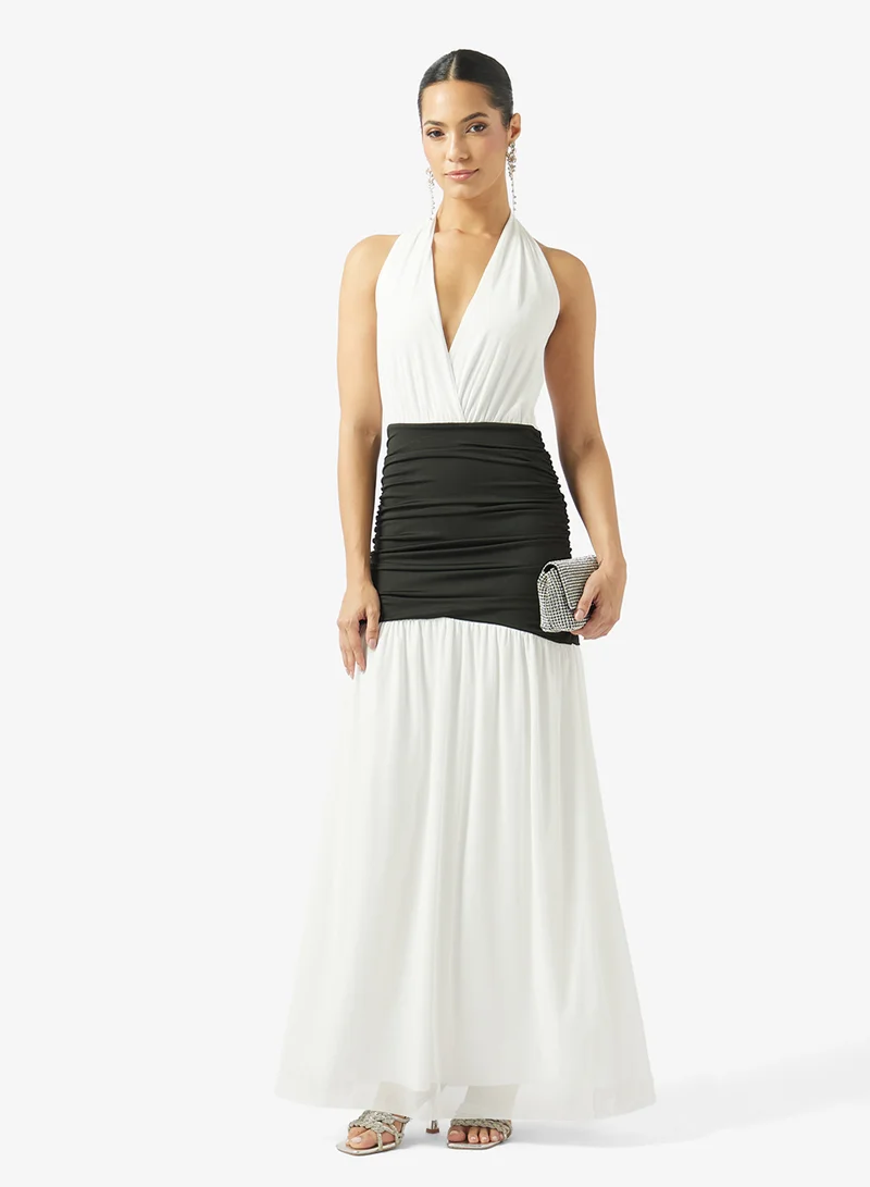 Ella  Colorblock Halter Neck Dress for Women | Best Price UAE