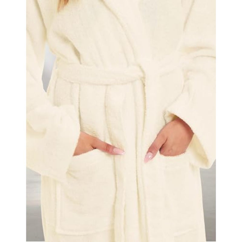 ® 100% Cotton Hooded Bathrobe for Women and Men, Terry Bathrobe Hotel and Spa quality, Highly Absorbent And Light Weight With Pockets- Unisex - Image 3