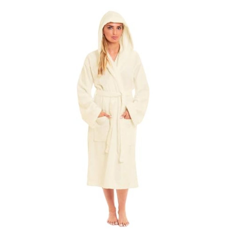 ® 100% Cotton Hooded Bathrobe for Women and Men, Terry Bathrobe Hotel and Spa quality, Highly Absorbent And Light Weight With Pockets- Unisex - Image 1
