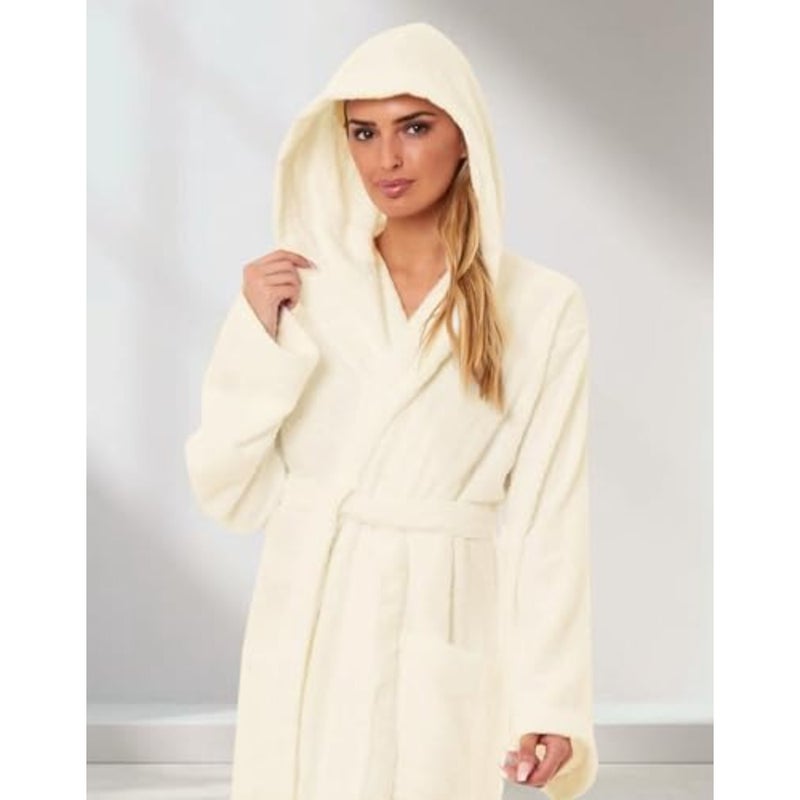 ® 100% Cotton Hooded Bathrobe for Women and Men, Terry Bathrobe Hotel and Spa quality, Highly Absorbent And Light Weight With Pockets- Unisex - Image 2