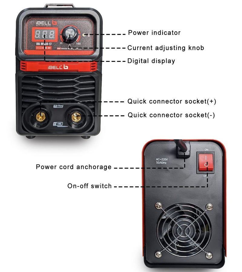 IBELL TOOLS IBELL M160-17 Inverter ARC Compact Welding Machine (IGBT) 160A with Hot Start & Anti-Stick Functions - 1 Year Warranty - Image 2