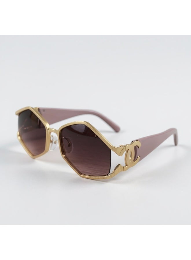 sunglasses with a hexagonal geometric design and a gold frame code 36