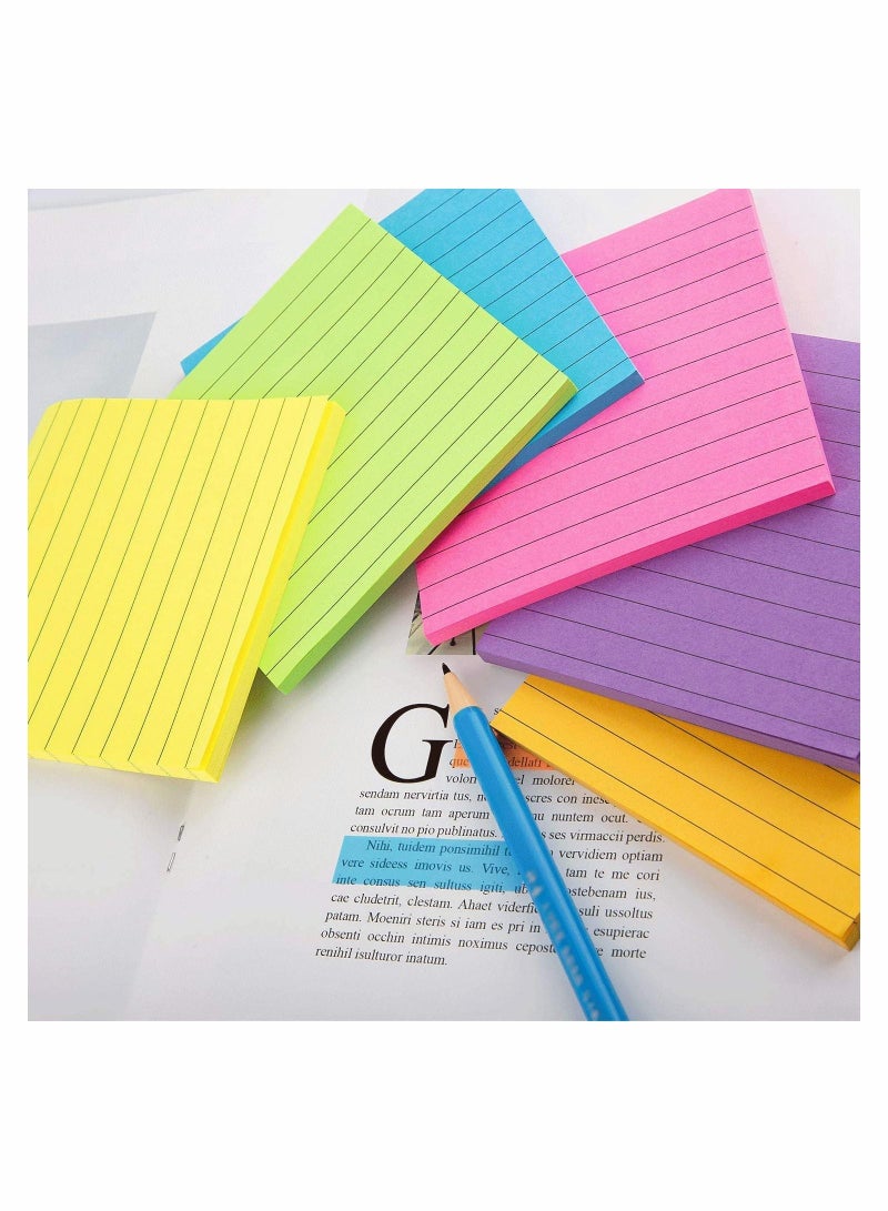 Y&D 6 Pack Lined Sticky Notes Bright Colors Self-Stick Memo for Office School and Home, 3.95ich  - Image 4
