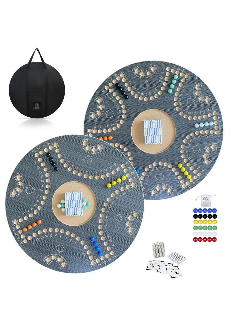 JACKAROOJOKER Jackaroo Joker double sided board game for 4 or 6 players with marbles, card and bag (Dark grey) - Image 1