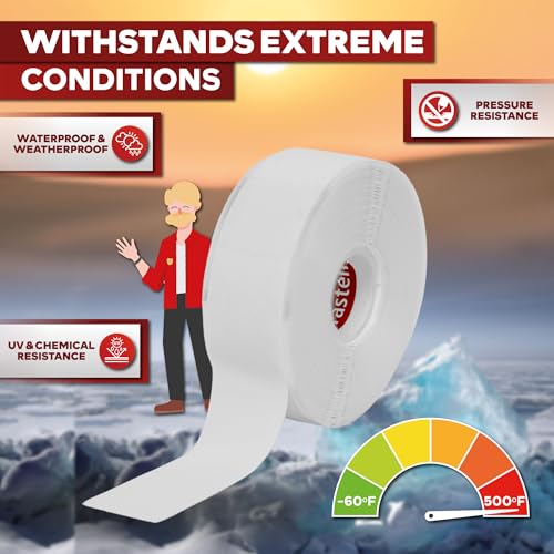 XFasten Self Fusing Silicone Tape Waterproof White– 1" x 36 Feet, Self Amalgamating Tape, Silicone Rubber for Plumbing, Sealing Pipes, Hose Repair, Outdoor Coax and Electrical Cables – Weatherproof - Image 5