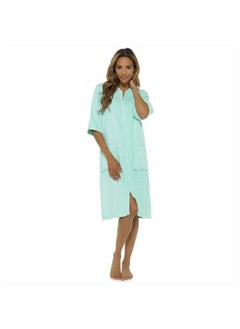 fashion_junction Ladies/Womens 100% Cotton Terry Towelling Zip Front Dressing Gown/Bathrobe/Housecoat (Mint, XL)  - Image 1