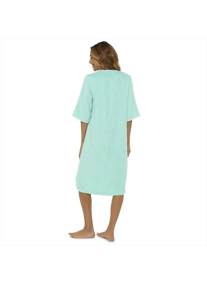 fashion_junction Ladies/Womens 100% Cotton Terry Towelling Zip Front Dressing Gown/Bathrobe/Housecoat (Mint, XL)  - Image 2
