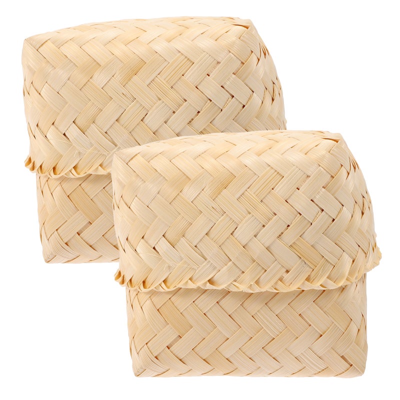 2pcs Chip Woven Baskets Woven Basket Storage Container - Image 1