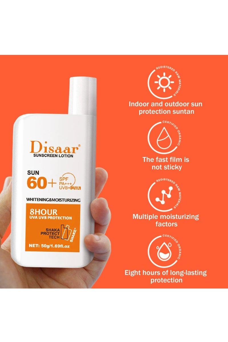 Disaar Sunscreen Lotion SPF60 Plus PA+++ UVA UVB Protection 50g Face and Body Sunblock for Oily Skin Dry Skin Lightweight Daily Use Sun Cream - Image 3