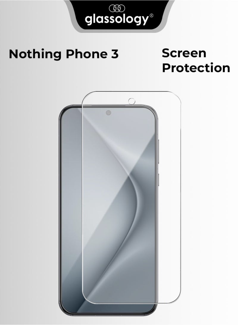 جلاسولوجي Nothing Phone 3 Tempered Glass Screen Protector – 9H Hardness HD Clarity Edge-to-Edge Coverage Anti-Fingerprint - Image 1