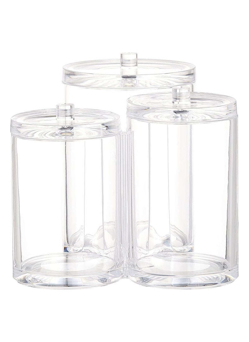 ORiTi 3 Connected Compartments 100% Acrylic Cotton Bud and Ball Holder Cosmetic Storage Makeup Organizer Bath Accessory  - Image 1