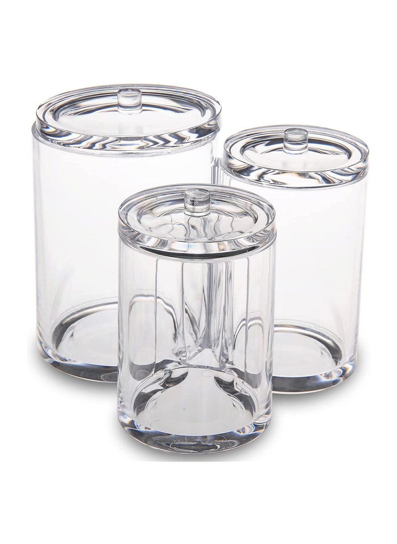 ORiTi 3 Connected Compartments 100% Acrylic Cotton Bud and Ball Holder Cosmetic Storage Makeup Organizer Bath Accessory  - Image 3
