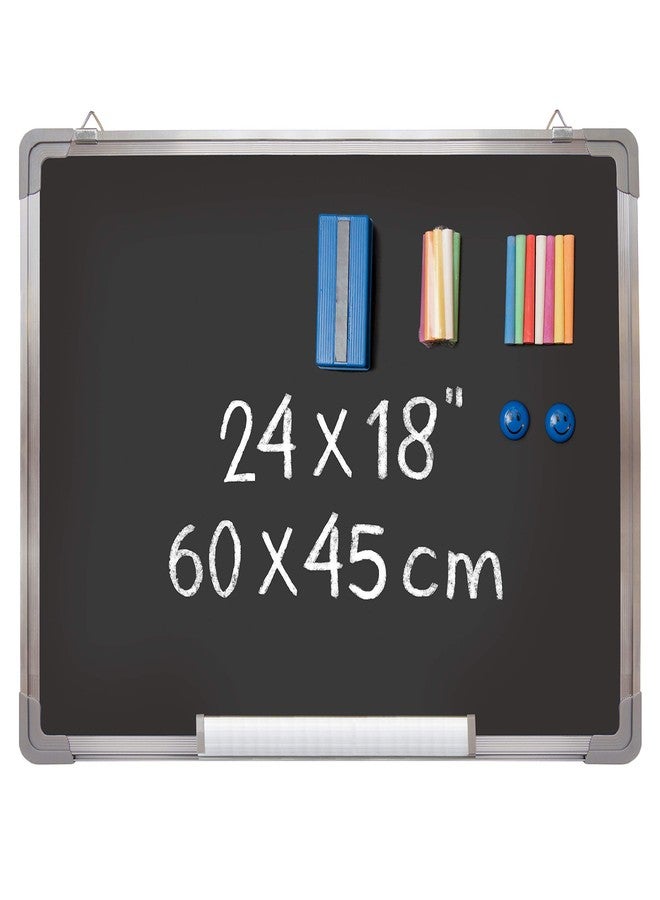 Navy Penguin Chalkboard Set - Framed Black Board 24 x 18 inch with 1 Magnetic Eraser, 14 Chalk Sticks (7 Colors) and 2 Magnets - Wall Hanging Blackboard with Frame for Home, Kitchen and Office (24x18) - Image 1