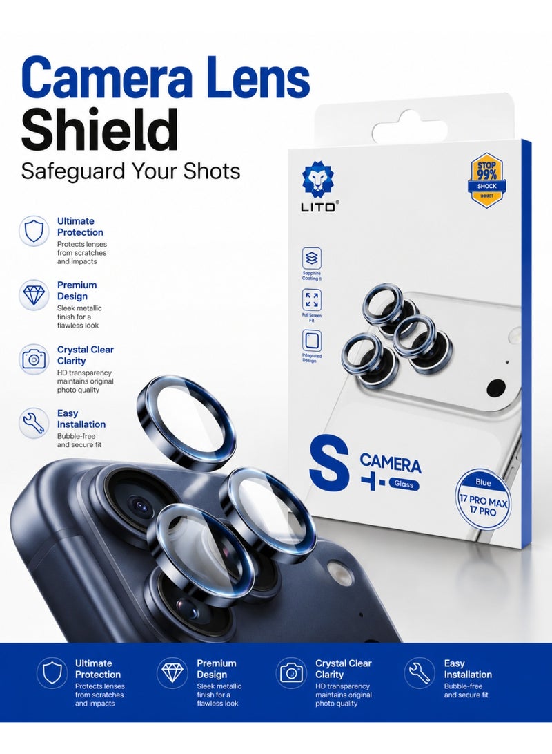 Lito Camera Lens Protector for iPhone 17 Pro Max by LITO Original – Elegant Blue Lenses with Premium HD Clarity and Strong Protection for Complete Camera Safety! - Image 1