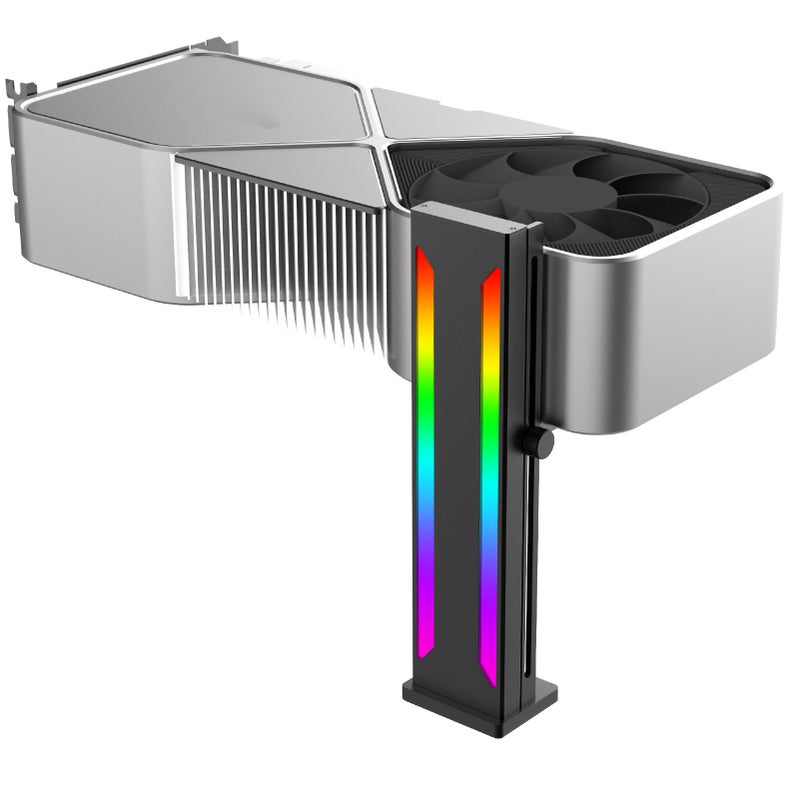 GPU Support Bracket ARGB Aluminium Alloy Magnetic Base Sliding Adjustable GPU Holder for Desktop Graphic Card Black - Image 1