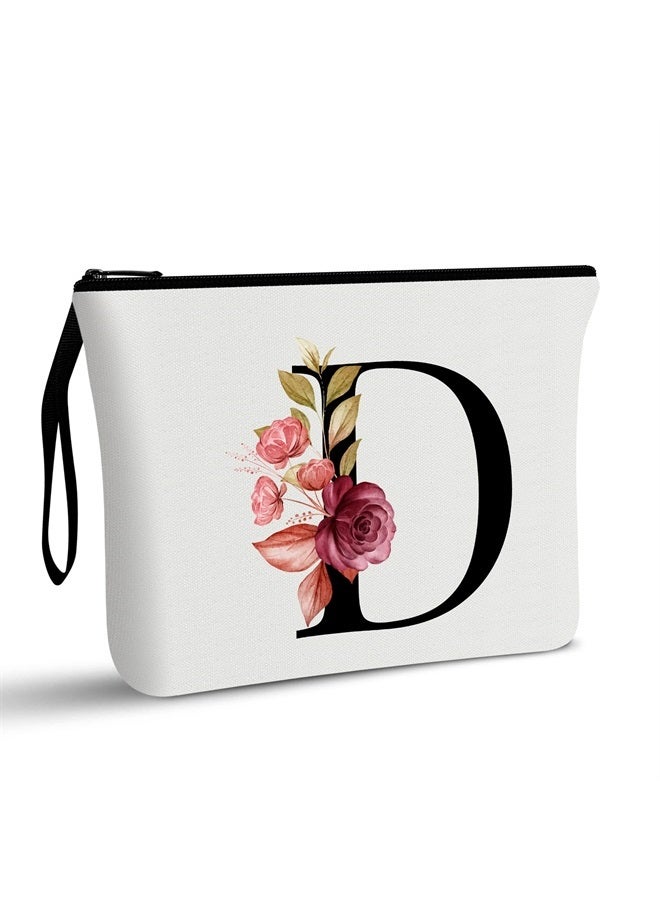 Vavabox A-Z Personalized Makeup Bag,Birthday Gifts for Women Mom,Gifts for Best Friend,Bride Bridesmaid Cosmetic bag (D) - Image 1