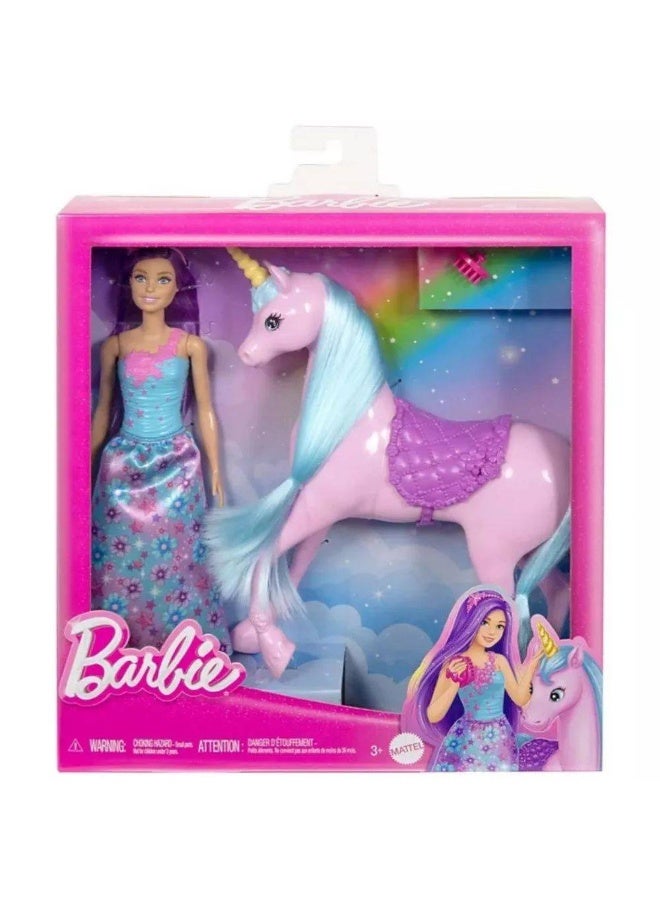 Barbie Fantasy Doll & Unicorn Toy Set (20 cm) - Image 1