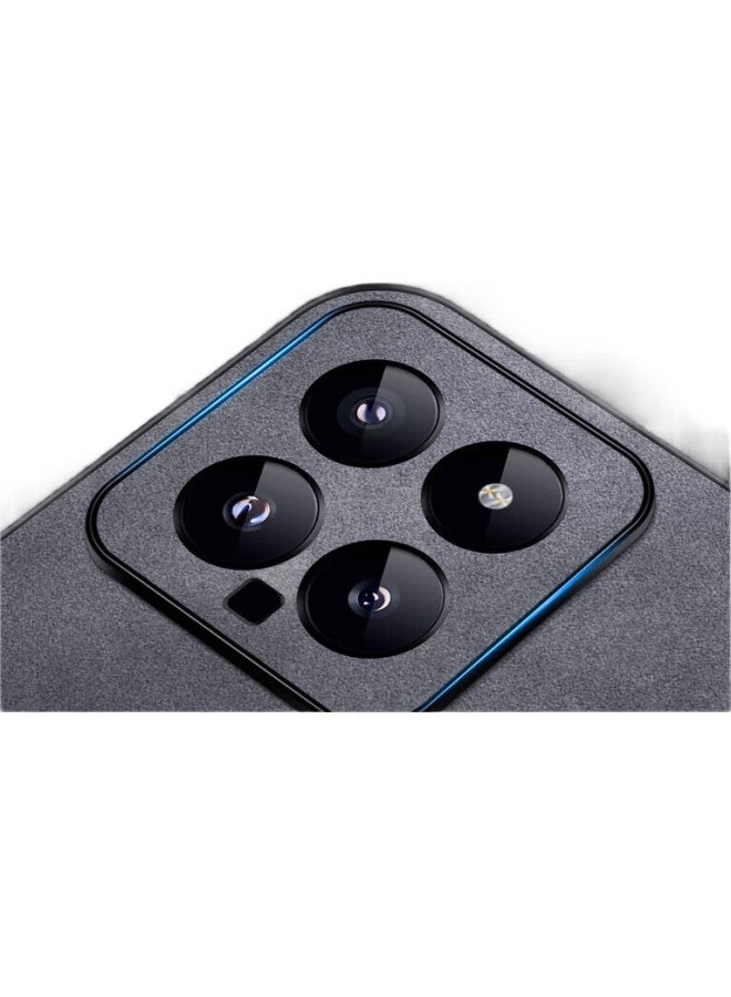 Shangsu, Suitable For Xiaomi 14 Phone Case, Mi 14 Protective Cover, Shockproof, Full Lens Protection, Soft Shell, Simple Luxury, Lambskin Silicone Outer Case, Women'S And Men'S Leather Case, Black - Image 2