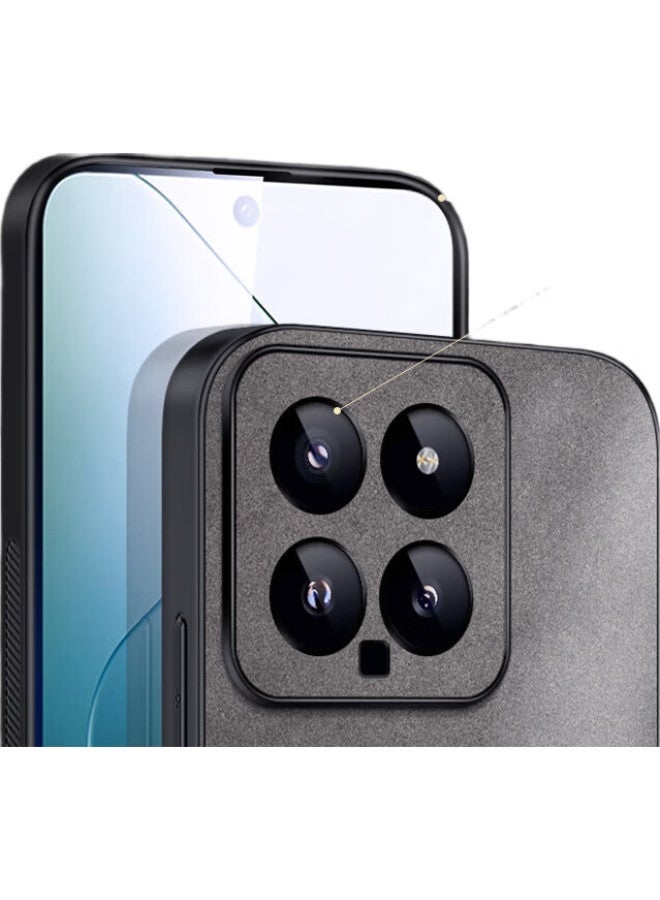 Shangsu, Suitable For Xiaomi 14 Phone Case, Mi 14 Protective Cover, Shockproof, Full Lens Protection, Soft Shell, Simple Luxury, Lambskin Silicone Outer Case, Women'S And Men'S Leather Case, Black - Image 3