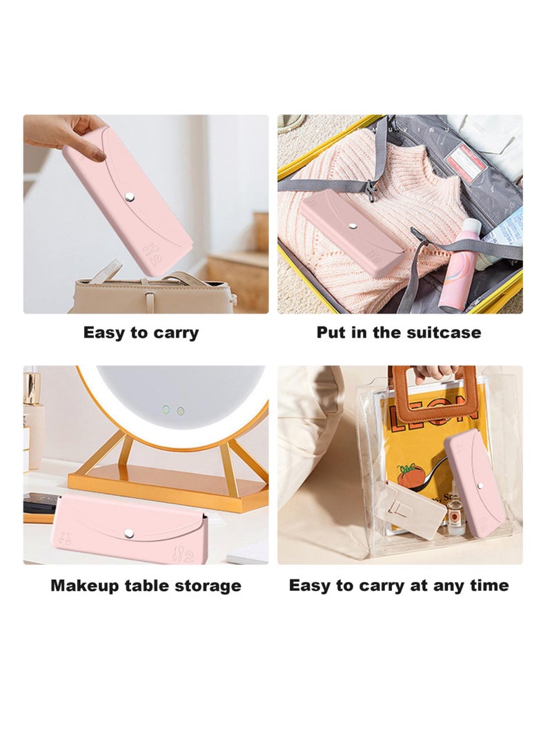 Excefore Travel Makeup Brush Holder, Silicone Makeup Brush Case Holder, Portable Make Up Brush Organizer Travel Case, Flip Cover Tools Organizer for Extra Size Brushes (Pink) - Image 2