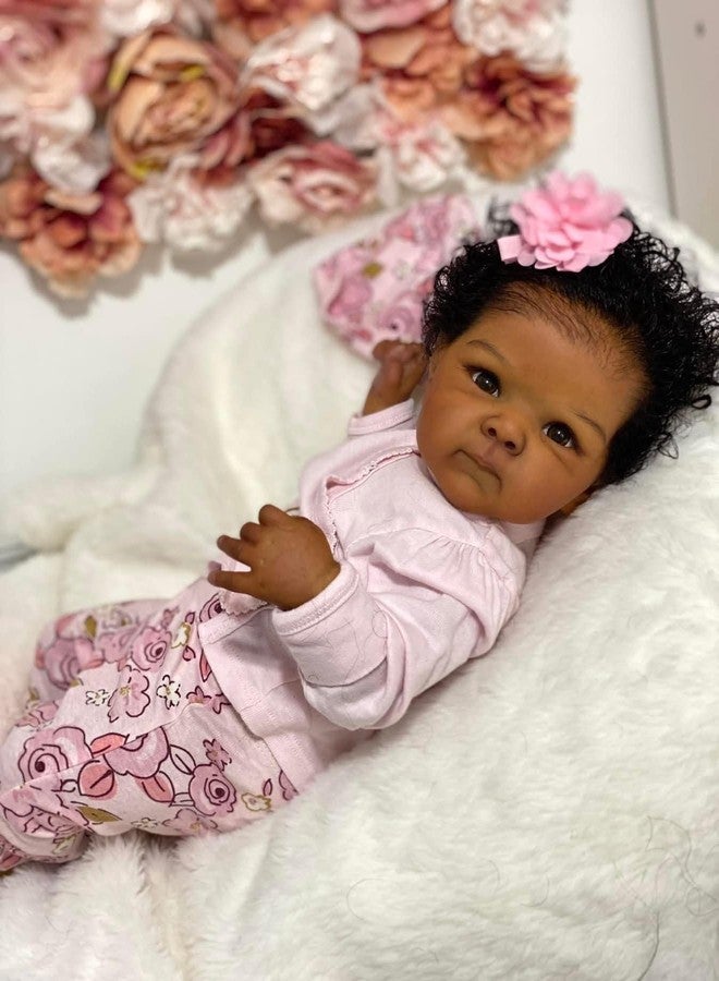 GYCV Reborn Baby Doll Black Girl Silicone 18 Inch Soft Body Realistic Black Baby Dolls Girl Newborn African American Baby Dolls Lifelike Dark Skin Baby Dolls Toy with Accessories Gift for Kids 3+ - Image 1
