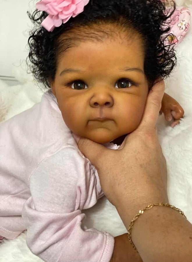 GYCV Reborn Baby Doll Black Girl Silicone 18 Inch Soft Body Realistic Black Baby Dolls Girl Newborn African American Baby Dolls Lifelike Dark Skin Baby Dolls Toy with Accessories Gift for Kids 3+ - Image 3
