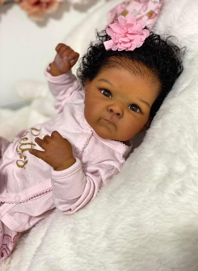 GYCV Reborn Baby Doll Black Girl Silicone 18 Inch Soft Body Realistic Black Baby Dolls Girl Newborn African American Baby Dolls Lifelike Dark Skin Baby Dolls Toy with Accessories Gift for Kids 3+ - Image 5