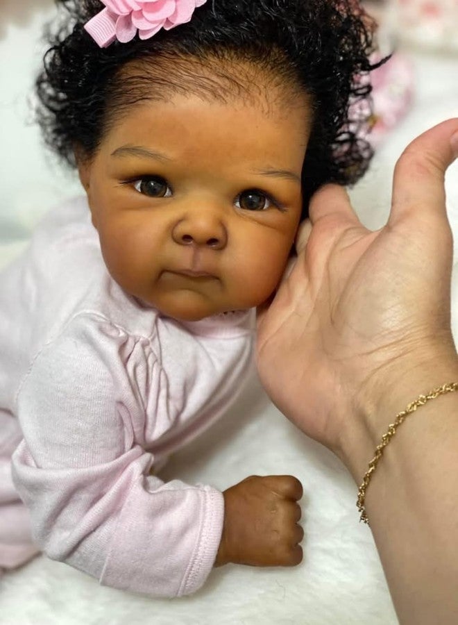 GYCV Reborn Baby Doll Black Girl Silicone 18 Inch Soft Body Realistic Black Baby Dolls Girl Newborn African American Baby Dolls Lifelike Dark Skin Baby Dolls Toy with Accessories Gift for Kids 3+ - Image 4