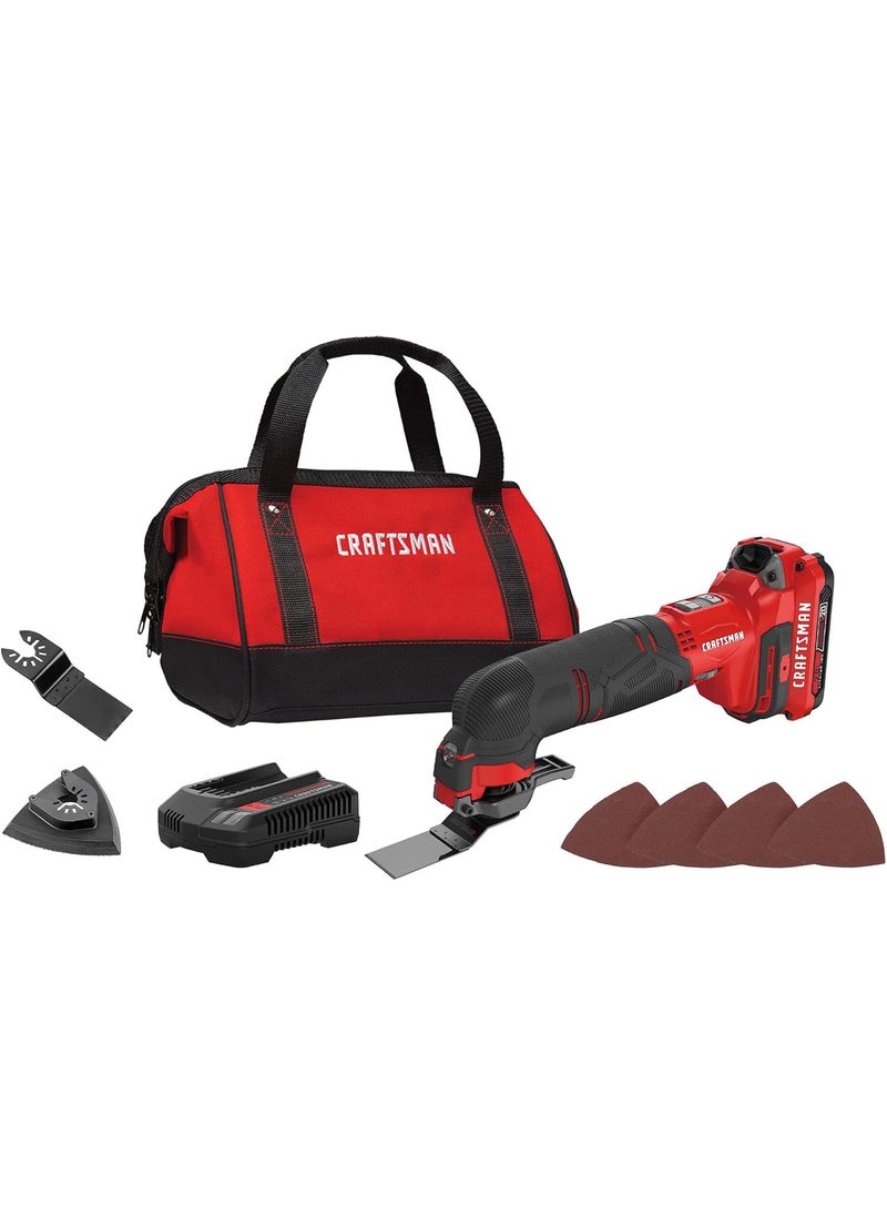 CRAFTSMAN CRAFTSMAN V20 Cordless Oscillating Tool Kit MultiTool with Blades Sand Paper Battery and Charger Included CMCE501D1  - Image 1
