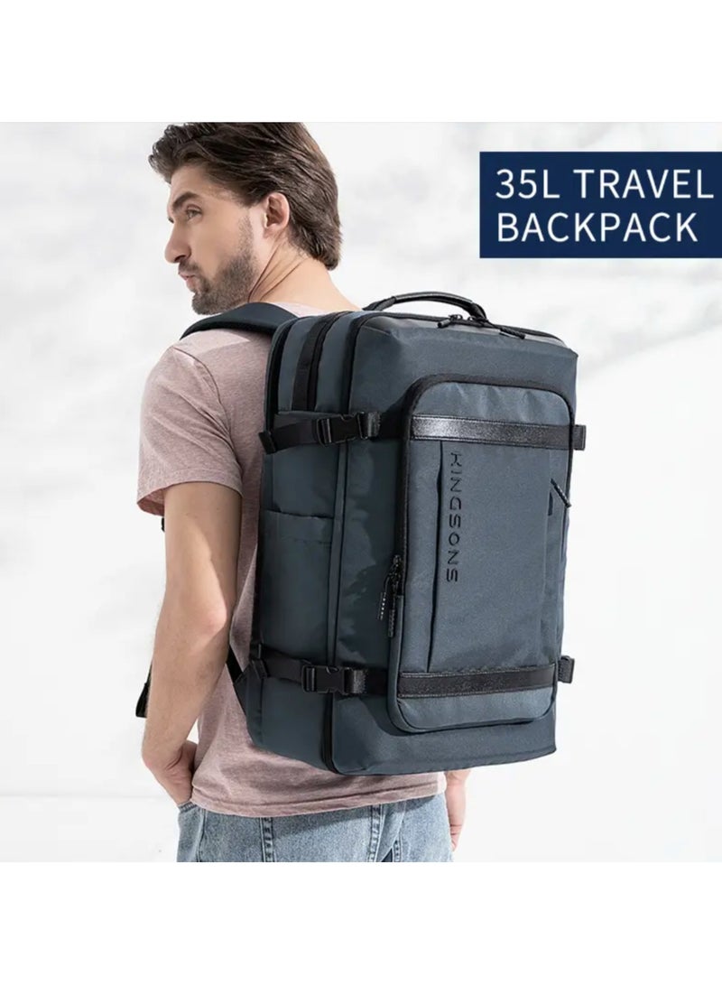 كينغسونز حقيبة ظهر متينة للكمبيوتر للسفر - Kingsons KS3264W قماش وجلد فاخر خفيف الوزن ومقاوم للماء يحمل أجهزة كمبيوتر محمولة يصل حجمها إلى 17 بوصة، متوافقة مع حملها بسعة 35 لترًا - Image 1