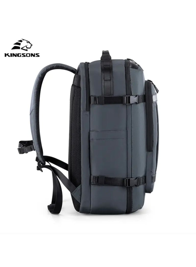 كينغسونز حقيبة ظهر متينة للكمبيوتر للسفر - Kingsons KS3264W قماش وجلد فاخر خفيف الوزن ومقاوم للماء يحمل أجهزة كمبيوتر محمولة يصل حجمها إلى 17 بوصة، متوافقة مع حملها بسعة 35 لترًا - Image 3