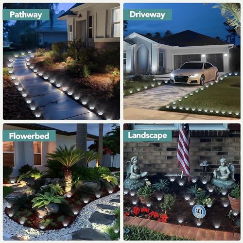 SOLPEX Mini Solar Ground Lights, 10 Pack Solar Lights Outdoor Waterproof, Pathway Lights Solar Powered, Solar Garden Light, Landscape Lighting for Yard Driveway Walkway (Cool White) - Image 2