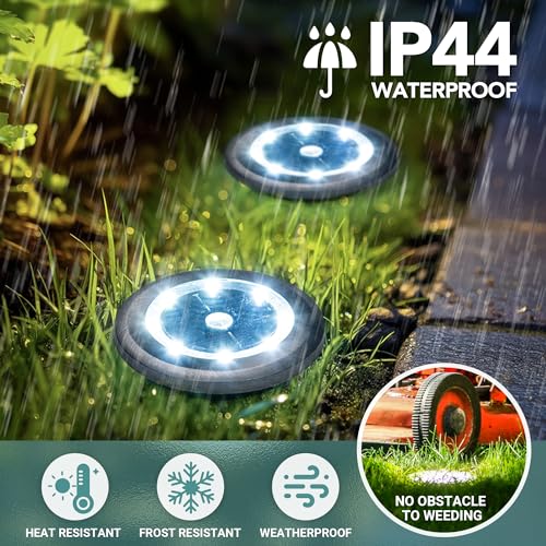 SOLPEX Mini Solar Ground Lights, 10 Pack Solar Lights Outdoor Waterproof, Pathway Lights Solar Powered, Solar Garden Light, Landscape Lighting for Yard Driveway Walkway (Cool White) - Image 5