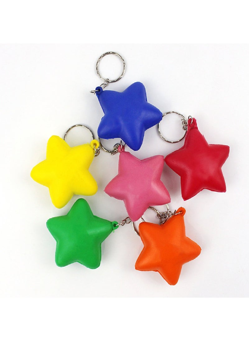 Genérico Colorful Sponge Foam Five-Pointed Star Key Chain Decompression Ball 6 Pack  - Image 1